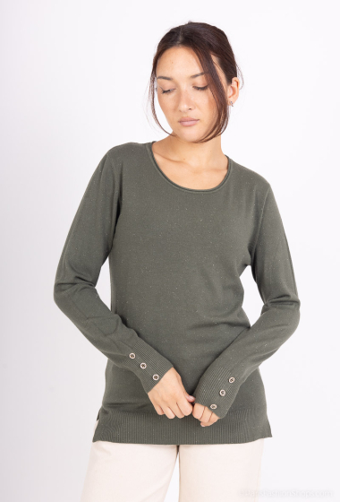 Grossiste Dix-onze - Pull col rond brillant orne de boton dore