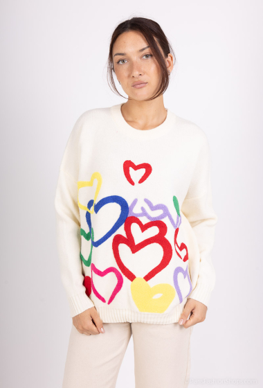 Grossiste Dix-onze - Pull col rond orne de coeur