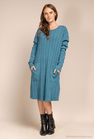 Wholesaler Dix-onze - Wide long cable knit sweater with pockets