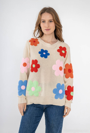 Wholesaler Dix-onze - Sleeveless knit top decorated with flowers