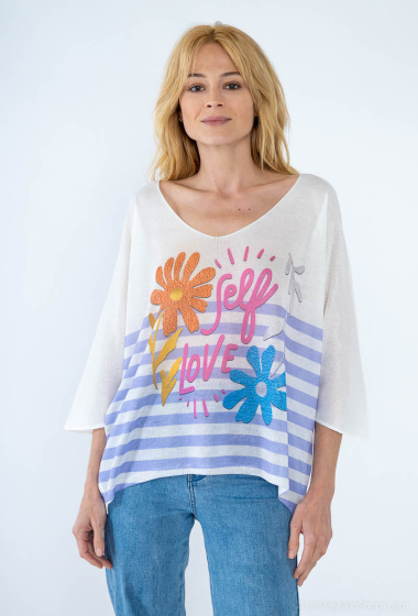 Wholesaler Dix-onze - Fine-knit printed jumper top