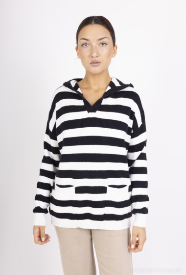 Wholesaler Dix-onze - Striped sweater with hood