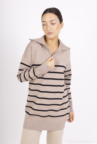 Grossiste Dix-onze - Pull rayure zip