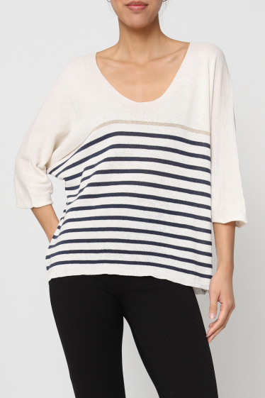 Grossiste Dix-onze - pull rayures col v ouversized