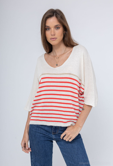 Grossiste Dix-onze - pull rayures col v ouversized