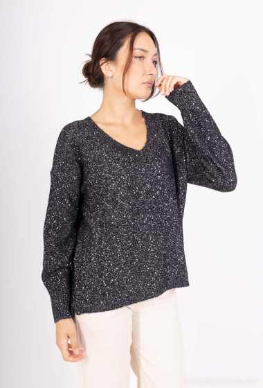 Grossiste Dix-onze - Pull sequin lurex col v