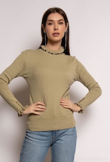 Wholesaler Dix-onze - Texturized sweater with ruffled edges