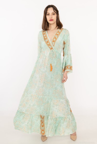 Long silk dress with lace