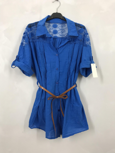 Wholesaler D&L Creation - Shirt with lace on the shoulders and belt