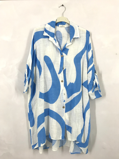 Wholesaler D&L Creation - Wave print long and big sized shirt