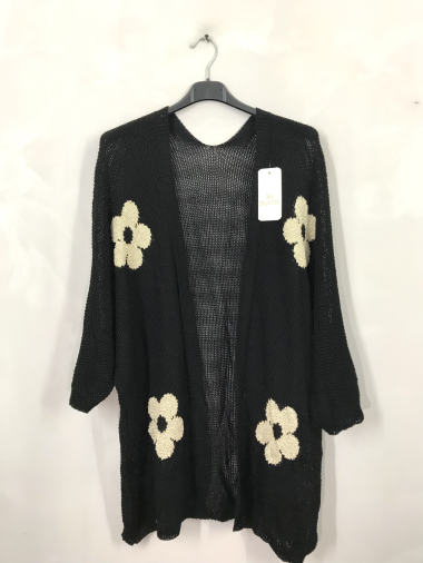 Grossiste D&L Creation - Gilet tricot avec fleurs