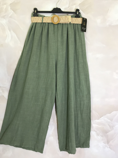 Grossiste D&L Creation - Pantalon en coton effet lin avec ceinture
