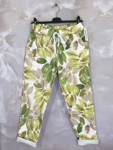 Grossiste D&L Creation - Pantalon imprimé feuilles grande taille