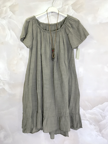 Wholesaler D&L Creation - Boat neck dress with necklace