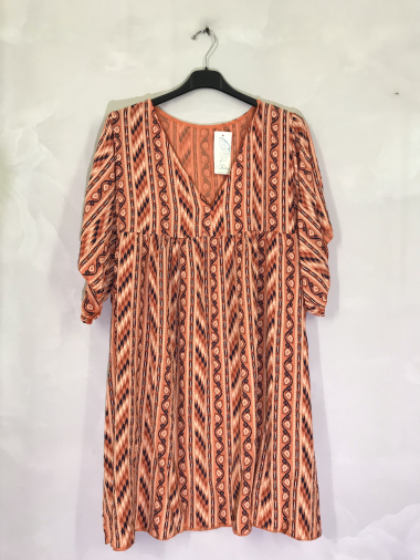 Wholesaler D&L Creation - Short printed V-neck dress