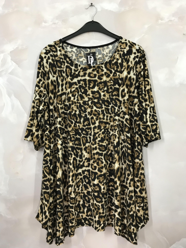 Wholesaler D&L Creation - Printed mid-length sleeve flared dress