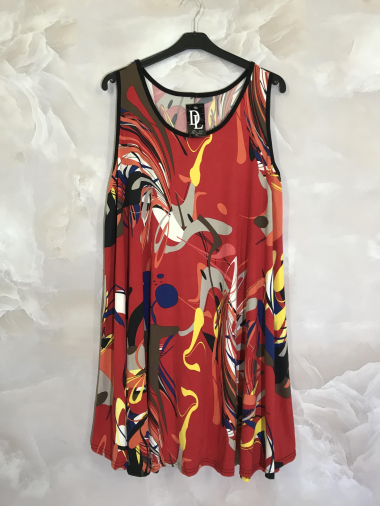 Wholesaler D&L Creation - Sleeveless printed dress with flowing fabric