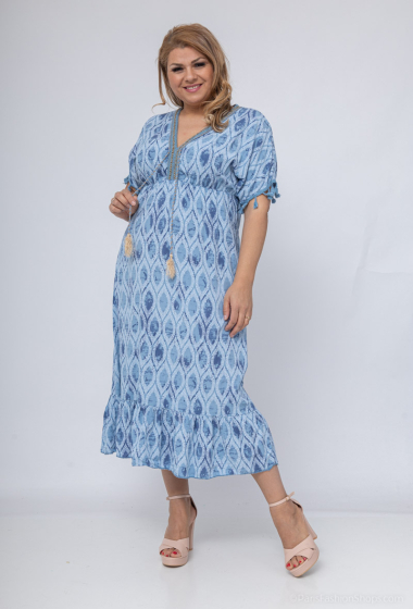 Wholesaler D&L Creation - Long dress with embroidery and pompoms