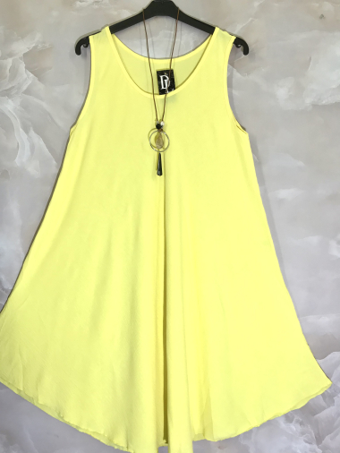 Wholesaler D&L Creation - Plain polyester flared sleeveless dress