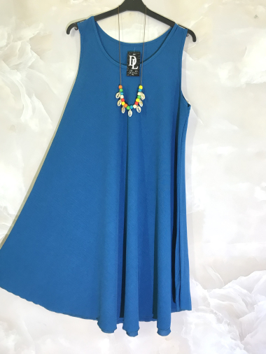 Wholesaler D&L Creation - Plain polyester flared sleeveless dress