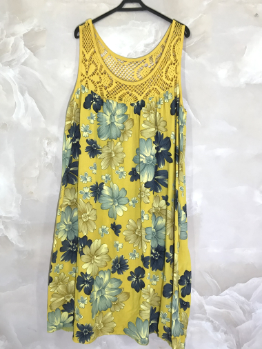 Wholesaler D&L Creation - Printed sleeveless dress with lace