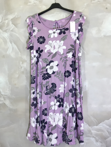 Großhändler D&L Creation - Ärmelloses Kleid mit Blumenmuster und Spitze am Rücken