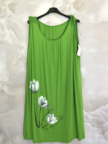 Großhändler D&L Creation - Ärmelloses Kleid mit Lotus-Print