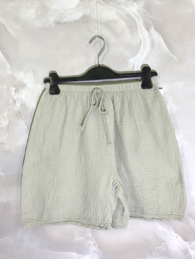 Mayorista D&L Creation - Pantalón corto doble gas liso de algodón con bolsillos