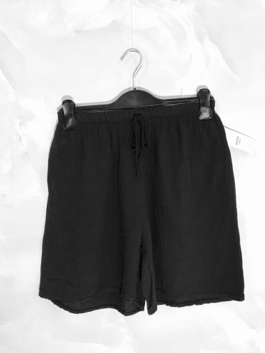 Wholesaler D&L Creation - Plain cotton double gas shorts with pockets