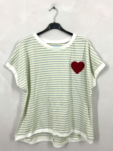 Grossiste D&L Creation - T-shirt marinière avec coeur