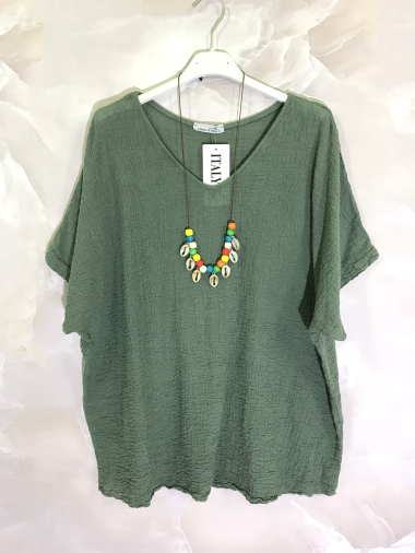 Wholesaler D&L Creation - Plus size cotton top with necklace