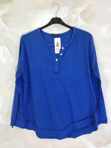 Wholesaler D&L Creation - Plain long-sleeved top with buttons