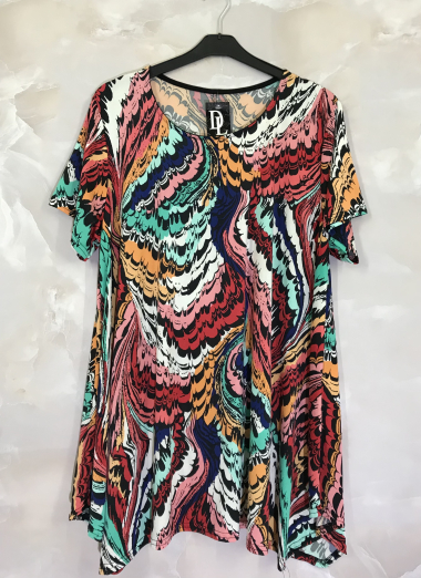 Wholesaler D&L Creation - Plus size printed flared cut tunic