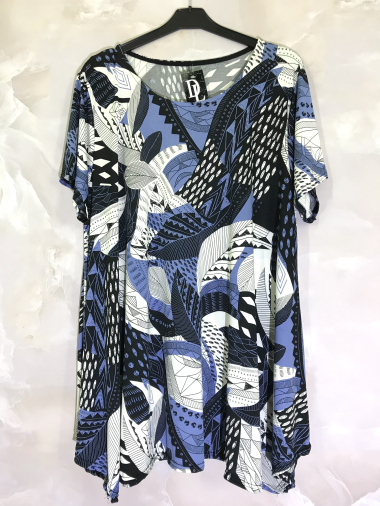 Wholesaler D&L Creation - Plus size printed flared cut tunic