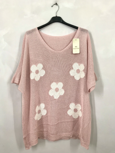 Wholesaler D&L Creation - Knit tunic with flowers