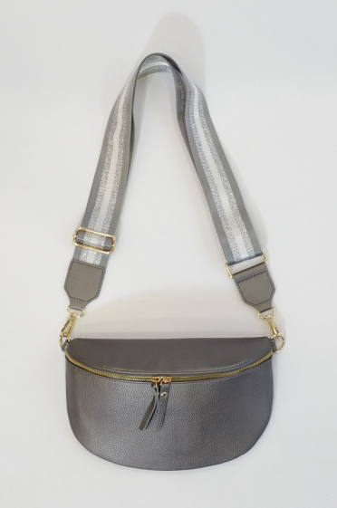 Vimoda Leather silver and black two-tone cross body / shoulder