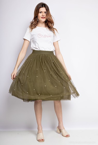 Tulle skirt with pearls