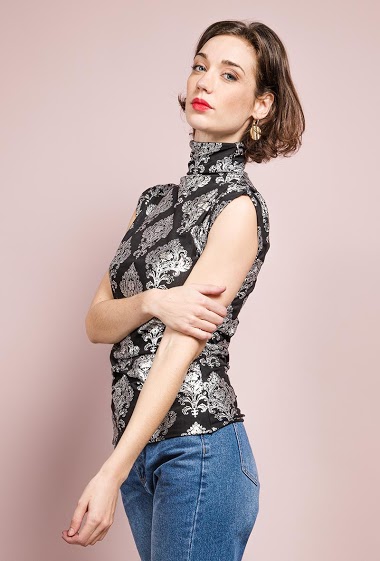 Wholesaler E.DIVA - 13-Shiny pattern sleeveless top