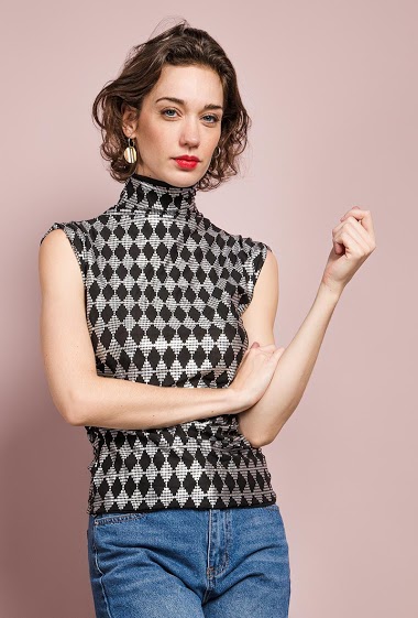 Wholesaler E.DIVA - 16-Shiny pattern sleeveless top