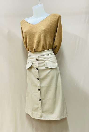 Wholesaler E.DIVA - Mid-length skirt in leatherette
