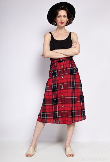 Wholesaler E.DIVA - Check midi skirt