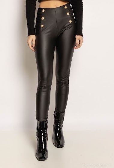 Wholesaler E.DIVA - Faux leather leggings with buttons