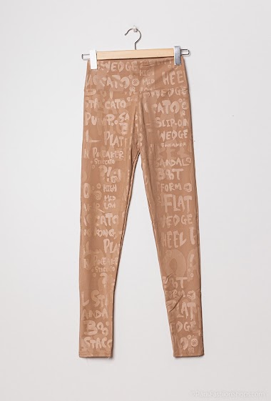 Wholesaler E.DIVA - Faux leather leggings with writing