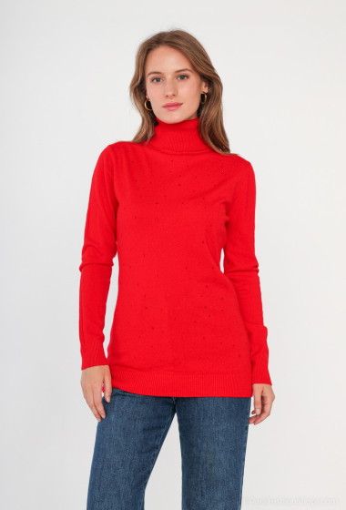 Wholesaler E.DIVA - Fine rhinestone turtleneck sweater