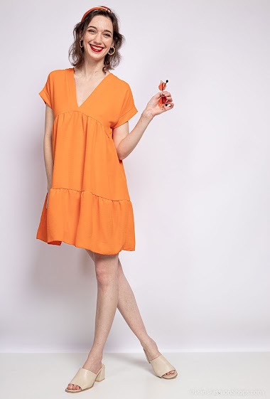 Wholesaler E.DIVA - Short flowing dress with flounce.
