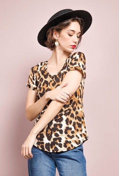 Wholesaler E.DIVA - 915- Leopard print t-shirt