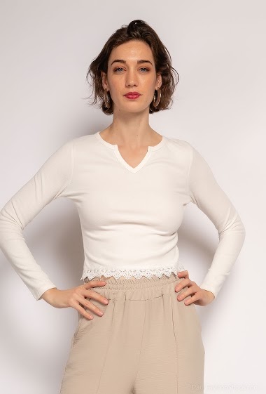 Großhändler E.DIVA - T-shirt with lace border