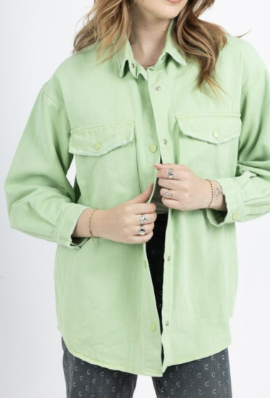 Großhändler KATE DENIM - Grünes, übergroßes Überhemd