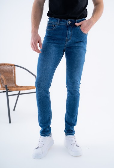 Großhändler Omnimen - Schmal gewaschene Basic-Jeans