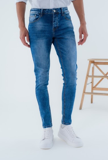 Grossiste Omnimen - Jeans skinny Bleu délavé 027